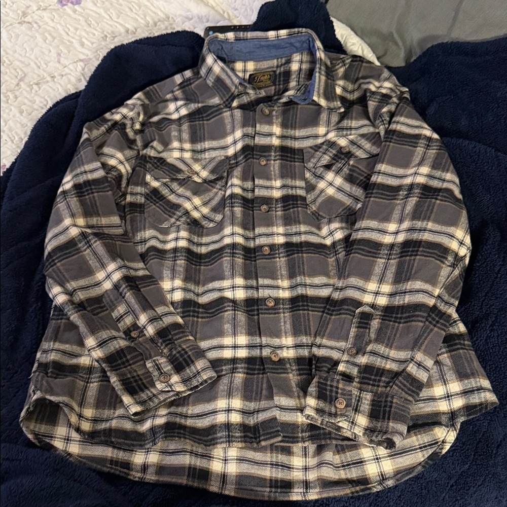 Classic Black and Gray Plaid Button Down Shirt